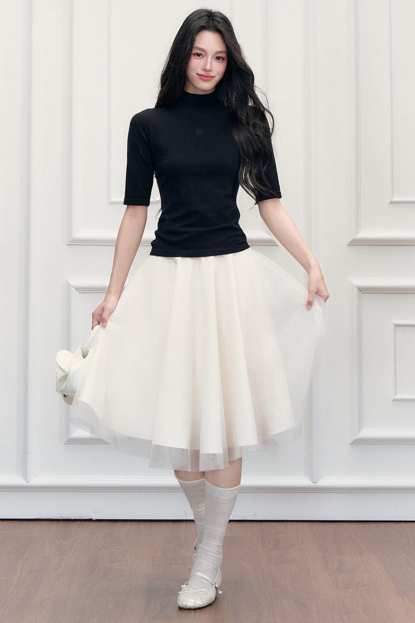 Slim-Fit Half-High Collar Knit Base Top