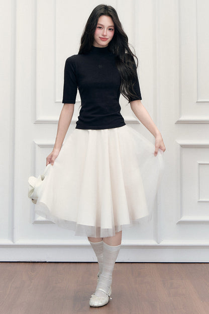 Slim-Fit Half-High Collar Knit Base Top