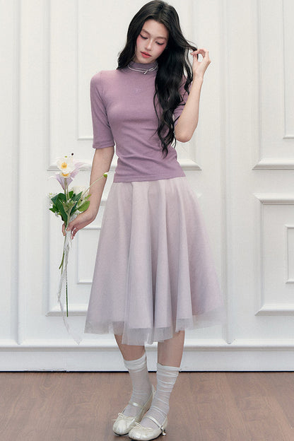 Slim-Fit Half-High Collar Knit Base Top