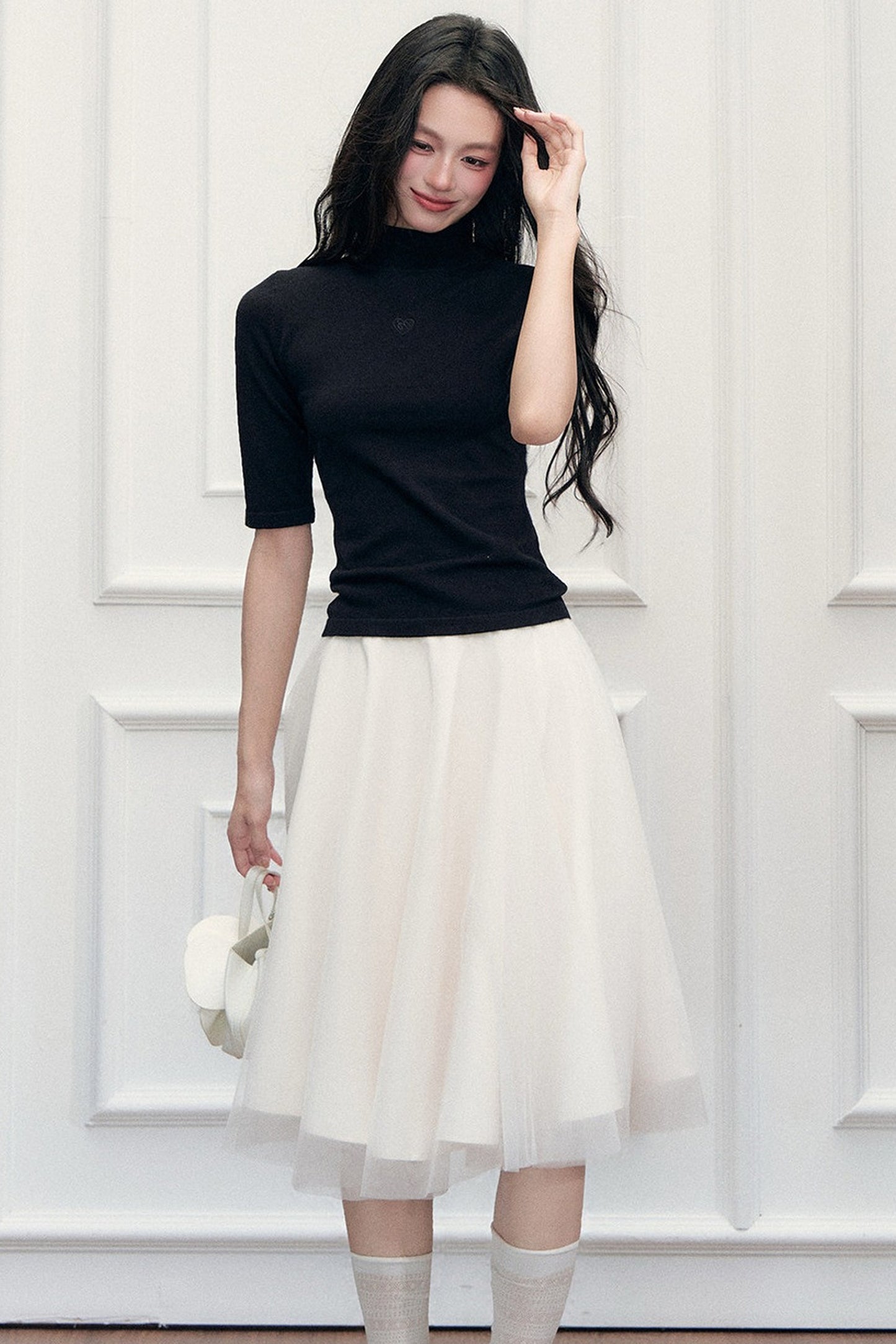 Slim-Fit Half-High Collar Knit Base Top
