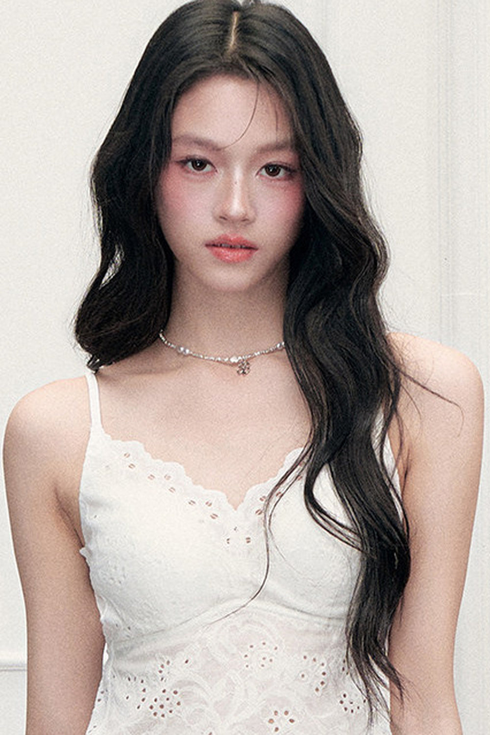 White French Hollow Embroidery V-Neck Camisole