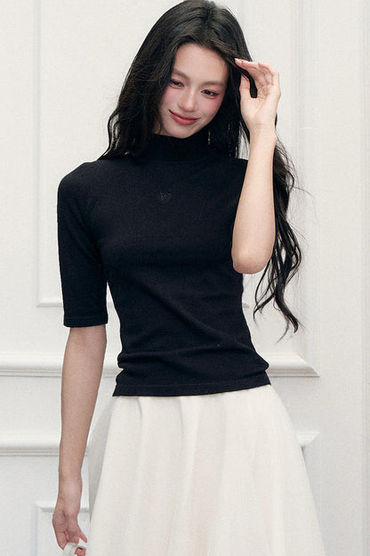 High-Waisted Puffy A-Line Mesh Skirt