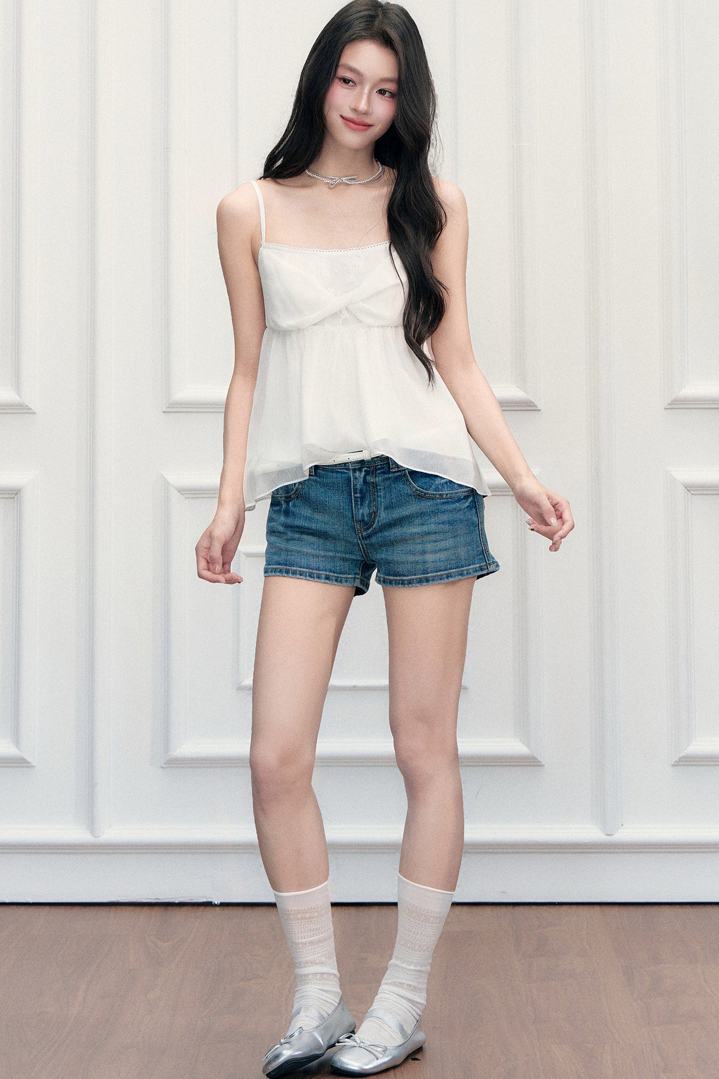 White Floral Lace Camisole Cardigan Set-Up