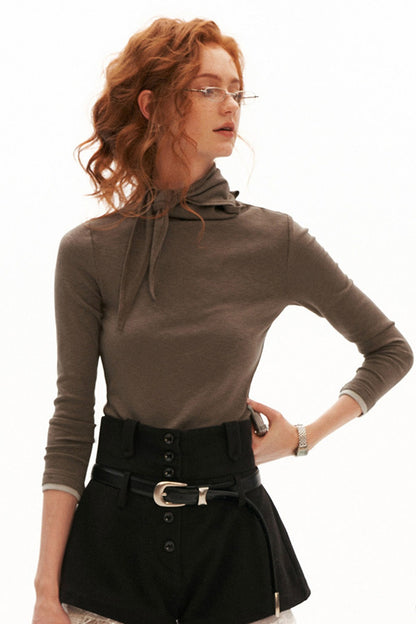 Tie-Neck Long-Sleeve Knit Top