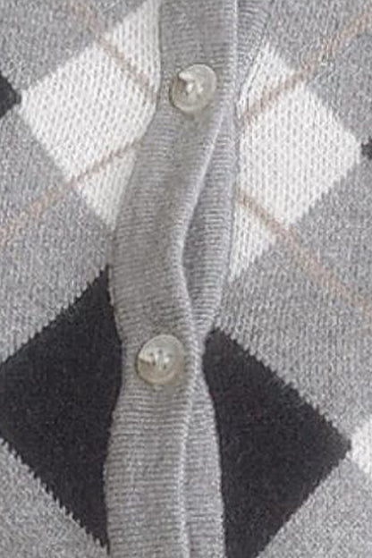 Retro Diamond Knit Cardigan Set-Up