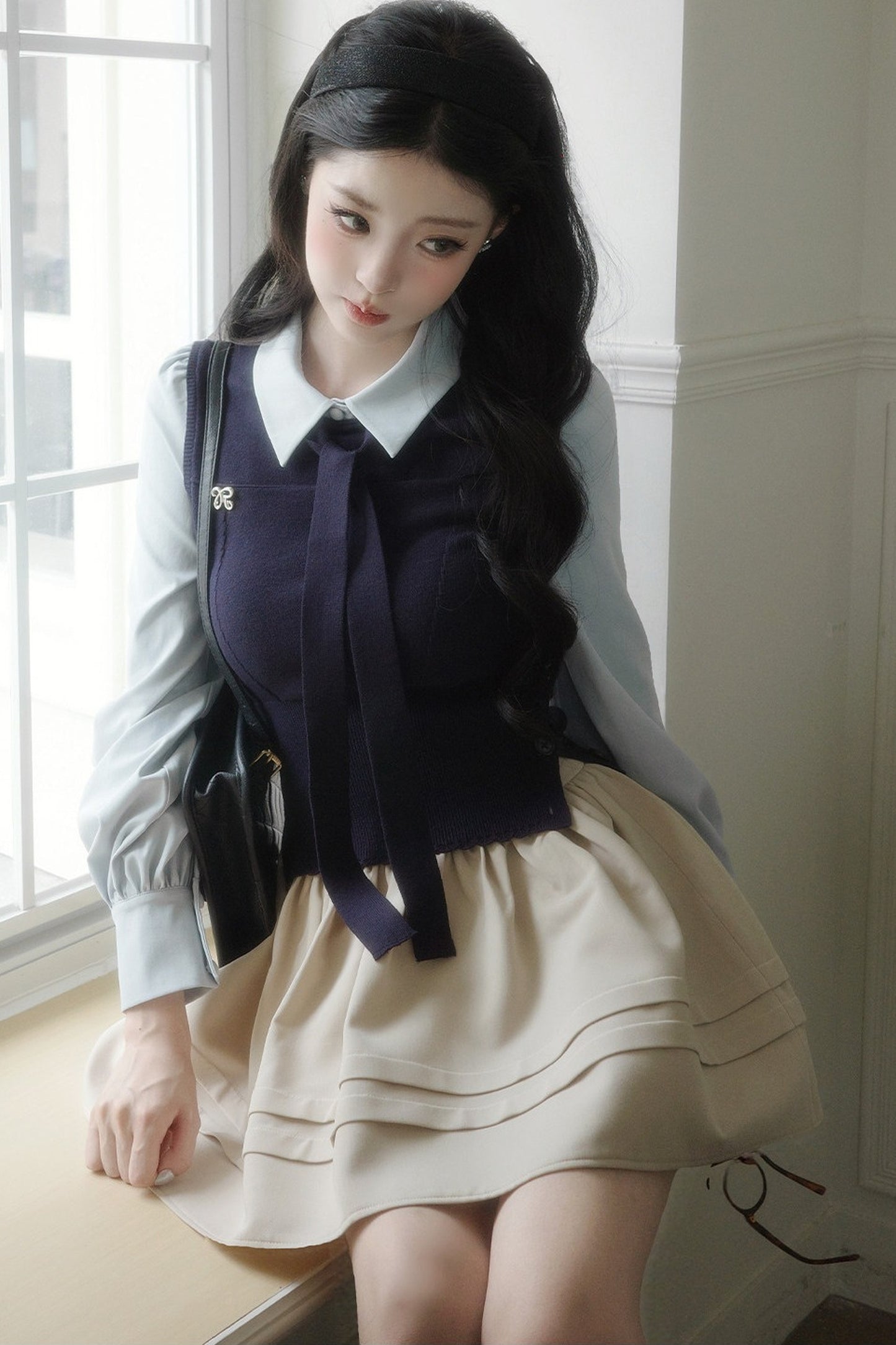High-Waisted Pleated A-Line Skirt