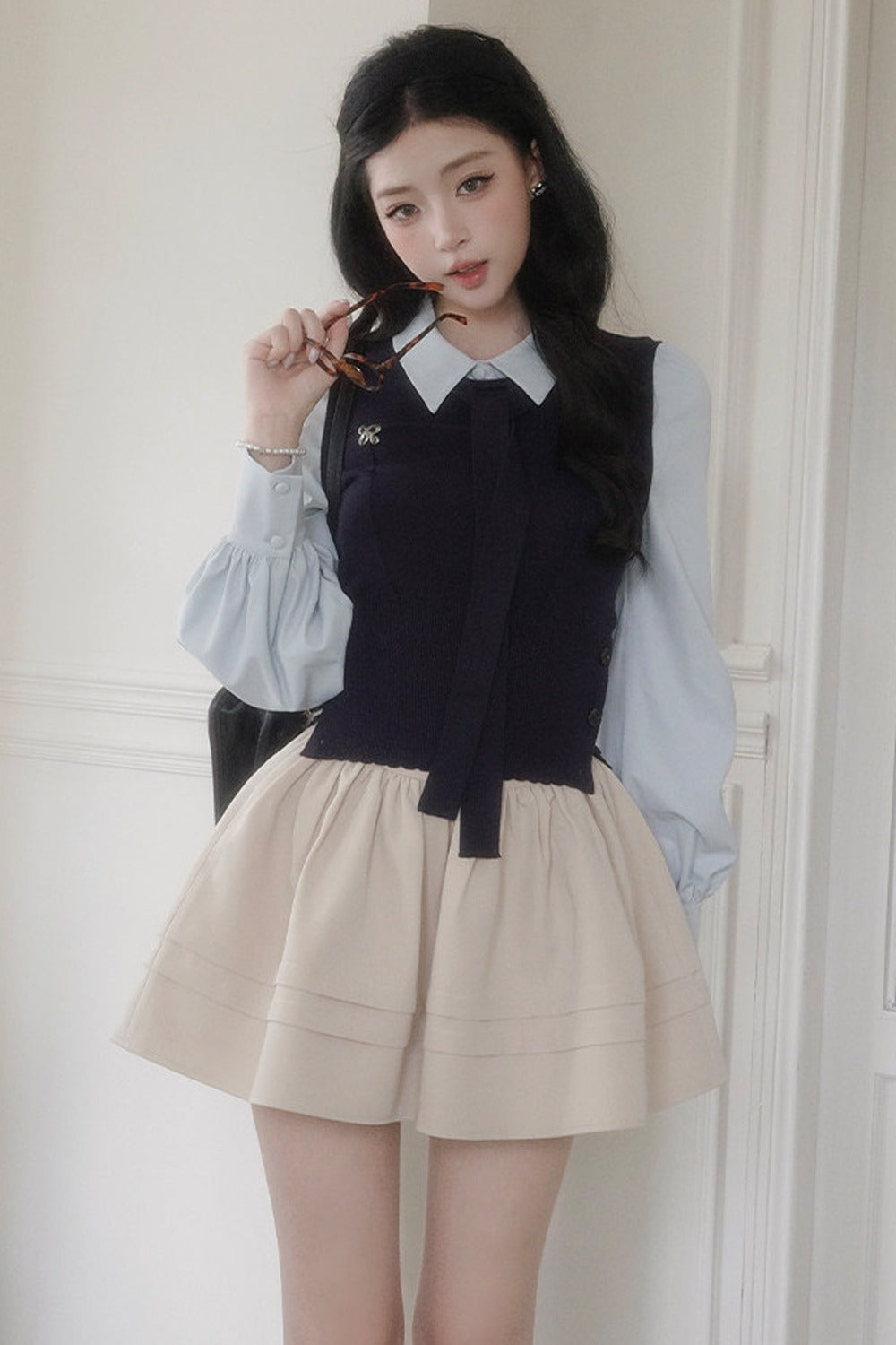 High-Waisted Pleated A-Line Skirt