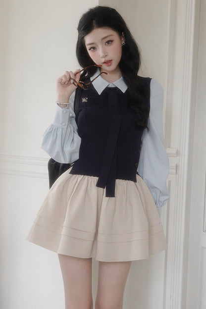 High-Waisted Pleated A-Line Skirt