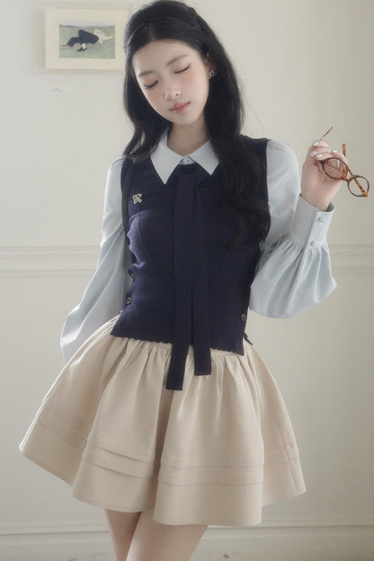 High-Waisted Pleated A-Line Skirt