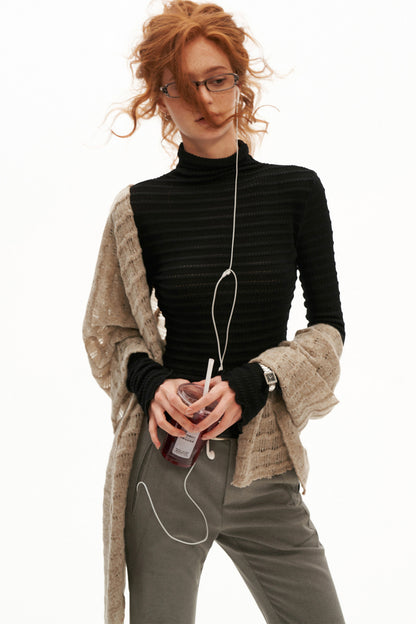 Stretch Ribbed Turtleneck Top