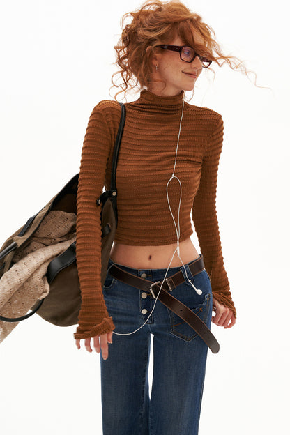 Stretch Ribbed Turtleneck Top