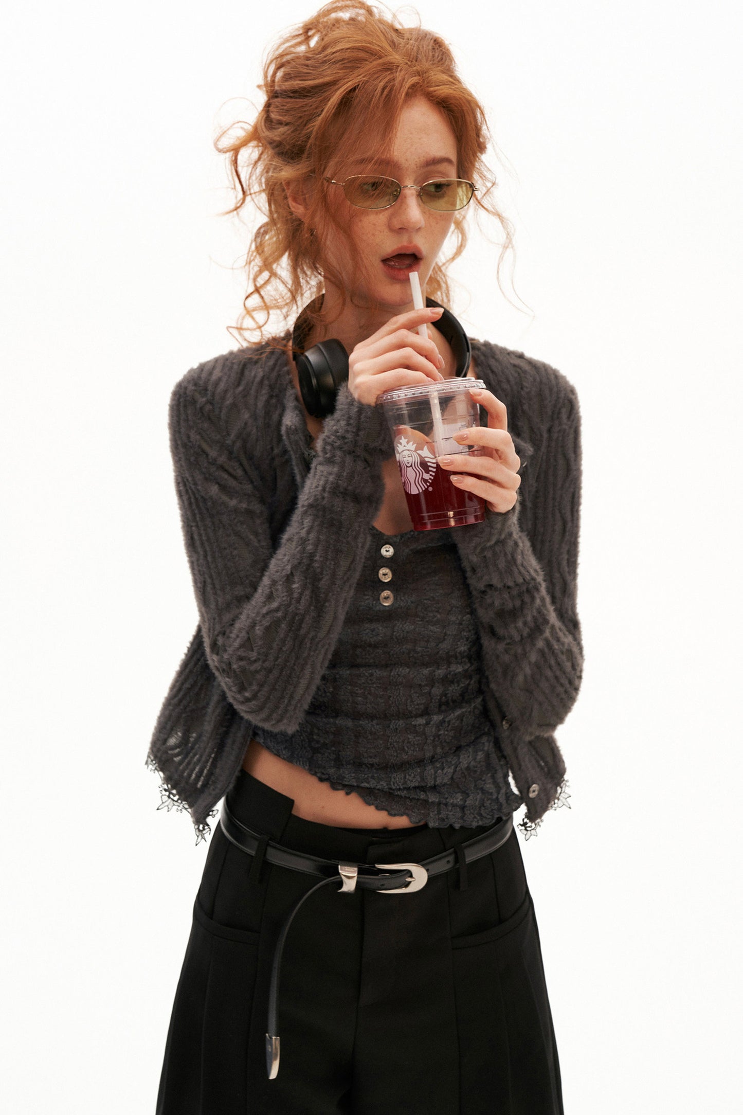 Lace Long Sleeve Knit Cardigan Top