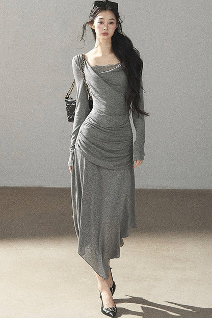 Irregular Knit Lace Dress