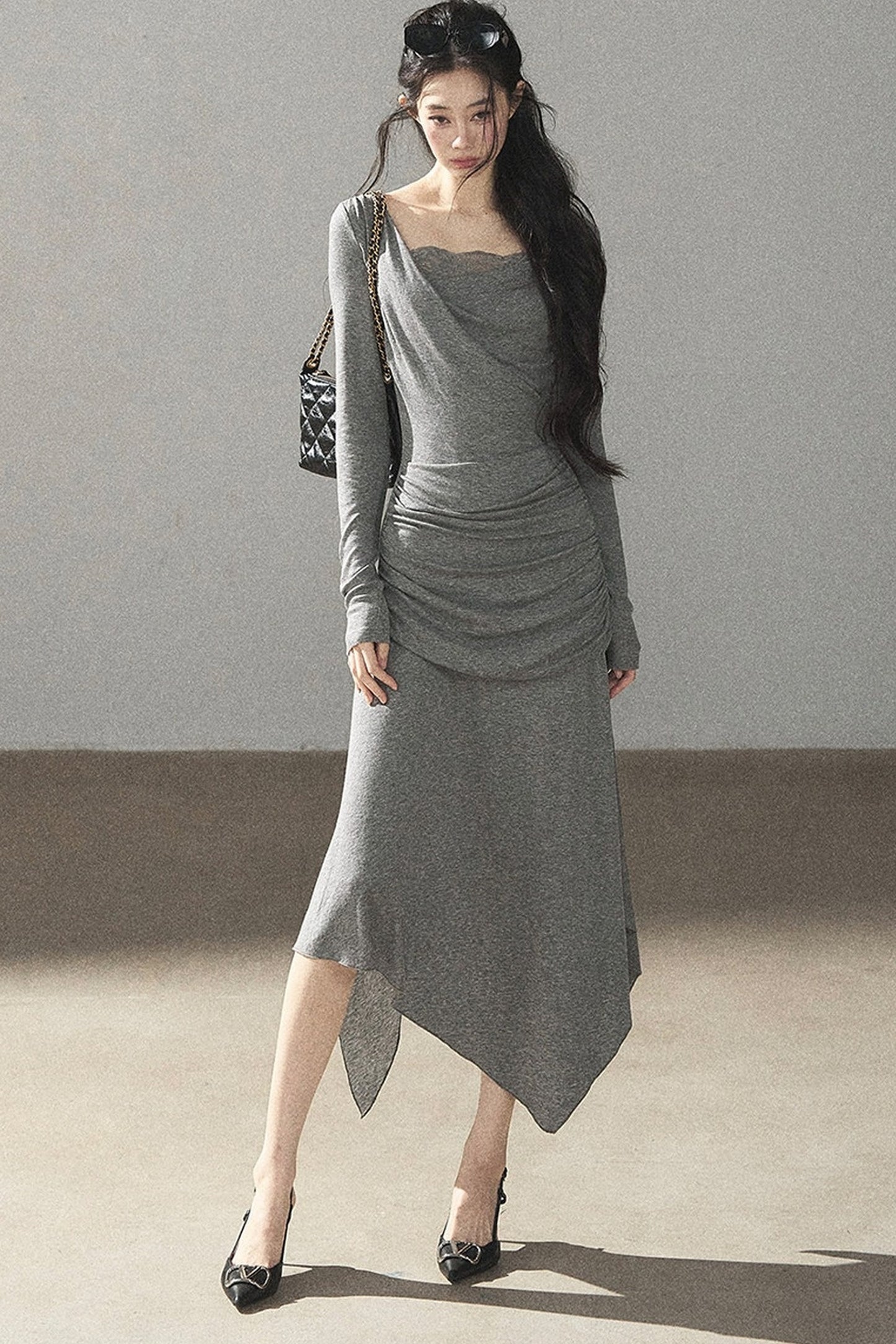 Irregular Knit Lace Dress