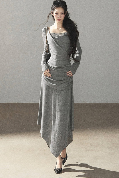 Irregular Knit Lace Dress