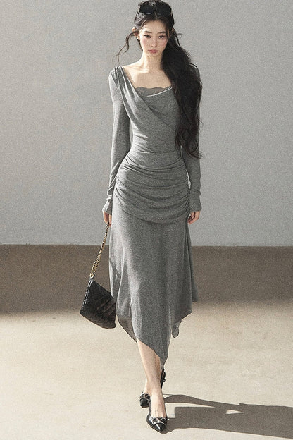 Irregular Knit Lace Dress