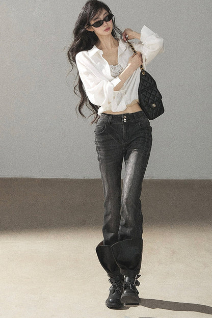 White Layered-Look Linen Shirt