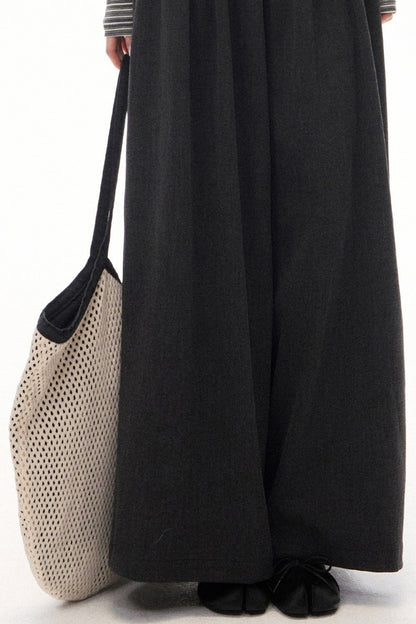 Gray Loose Wide-Leg Pants and Top Set-Up