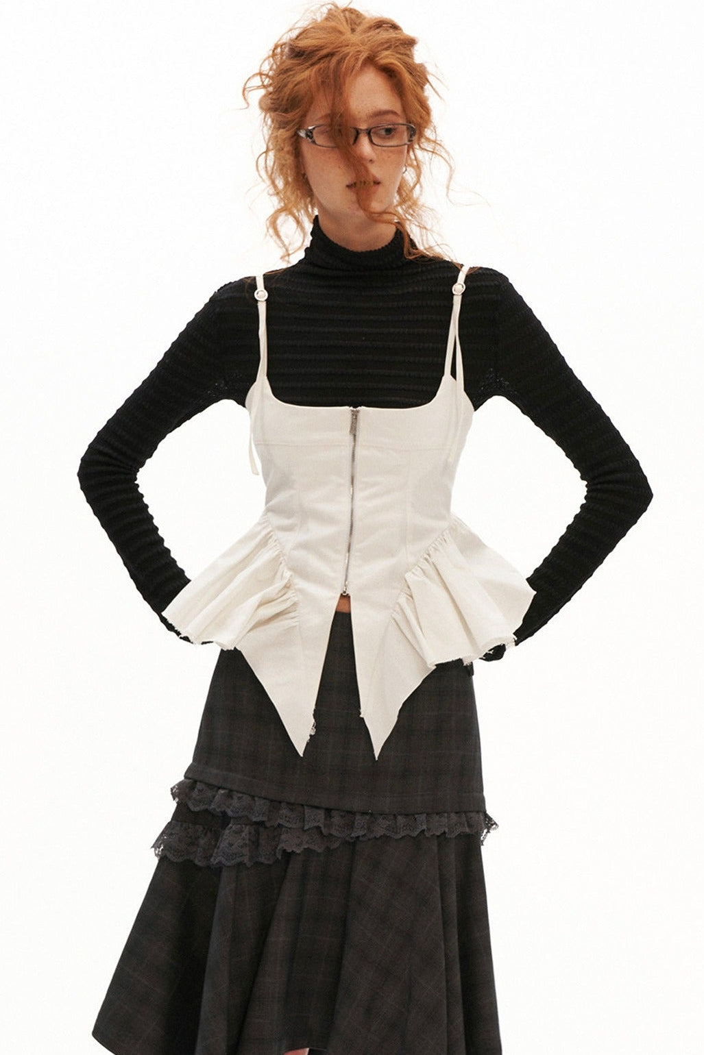 Thickened Twill Raw Edge Fishbone Camisole