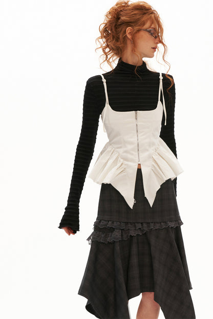 Thickened Twill Raw Edge Fishbone Camisole