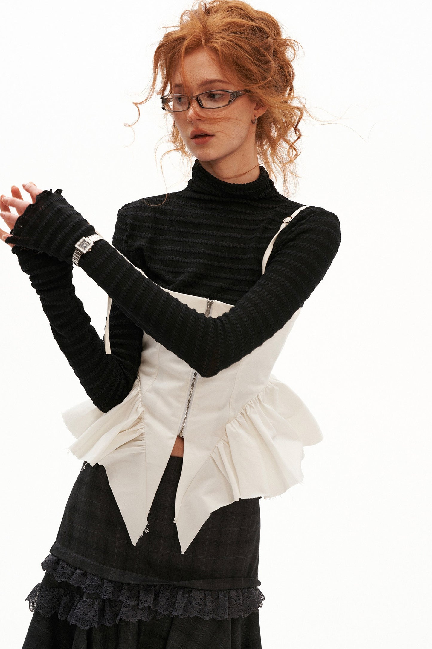 Thickened Twill Raw Edge Fishbone Camisole