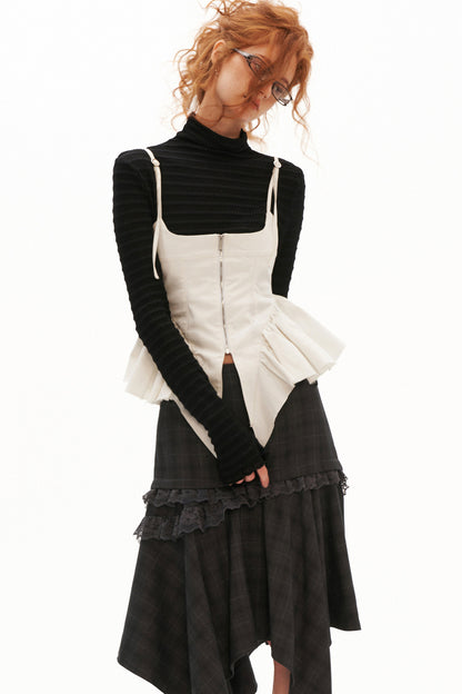 Thickened Twill Raw Edge Fishbone Camisole