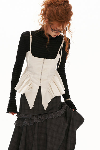 Thickened Twill Raw Edge Fishbone Camisole