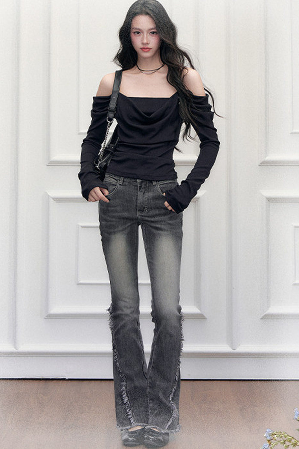 Off-Shoulder Layered-Look T-Shirt