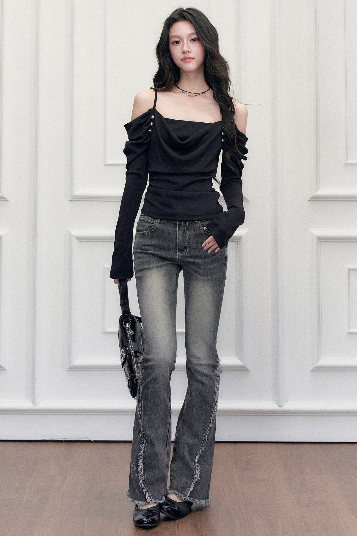 Off-Shoulder Layered-Look T-Shirt