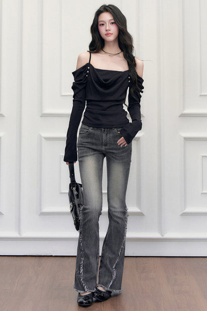 Off-Shoulder Layered-Look T-Shirt