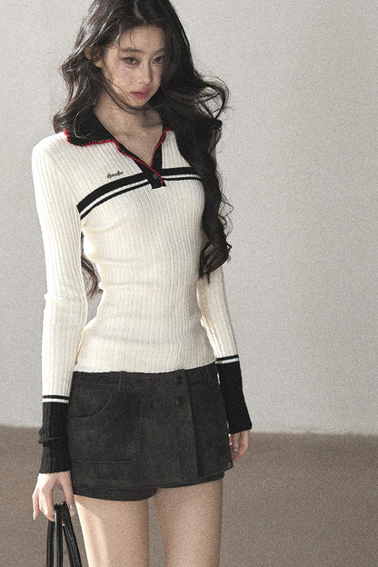 Long Sleeve Knit Polo Shirt