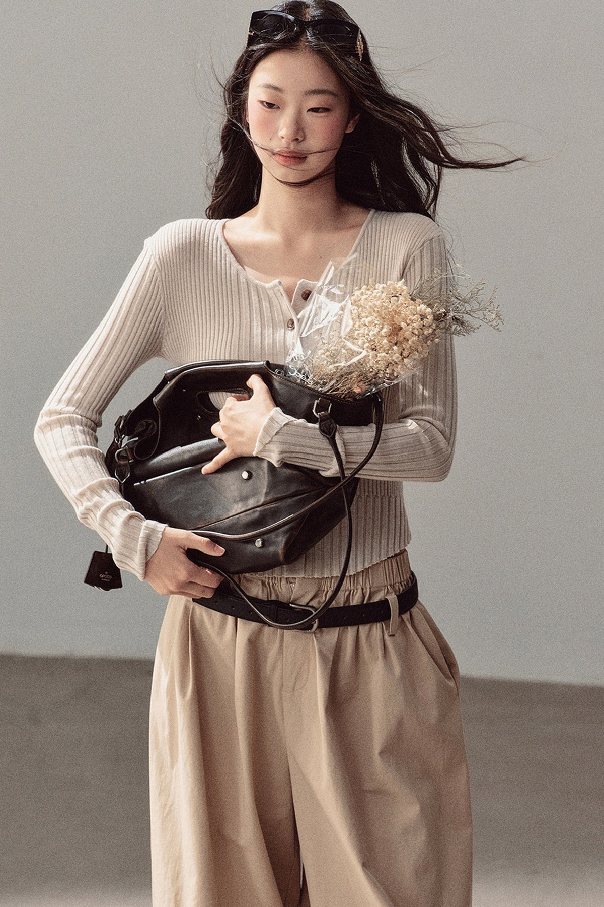 Long-Sleeved Knit T-Shirt