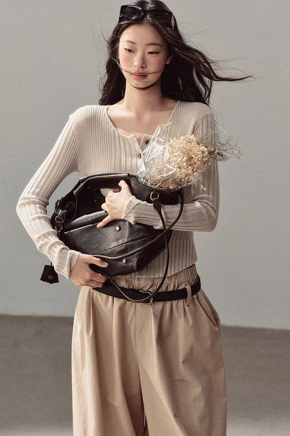Long-Sleeved Knit T-Shirt