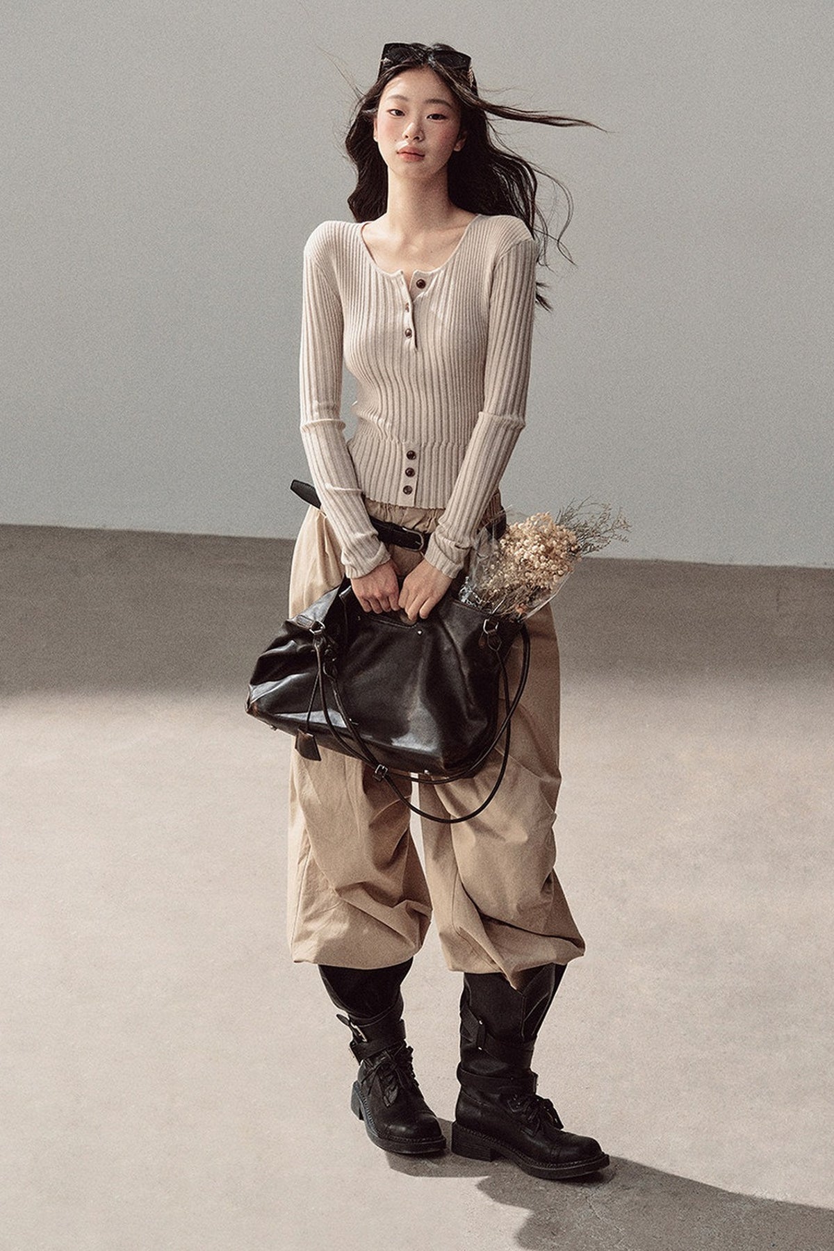 Long-Sleeved Knit T-Shirt