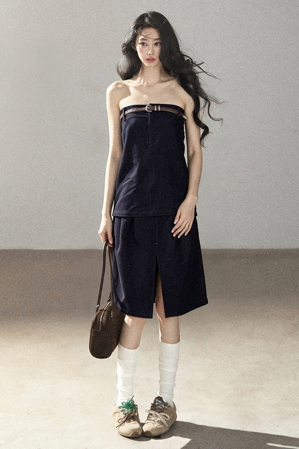 Floating Bluebell Denim Two-Piece Skirt Set-Up