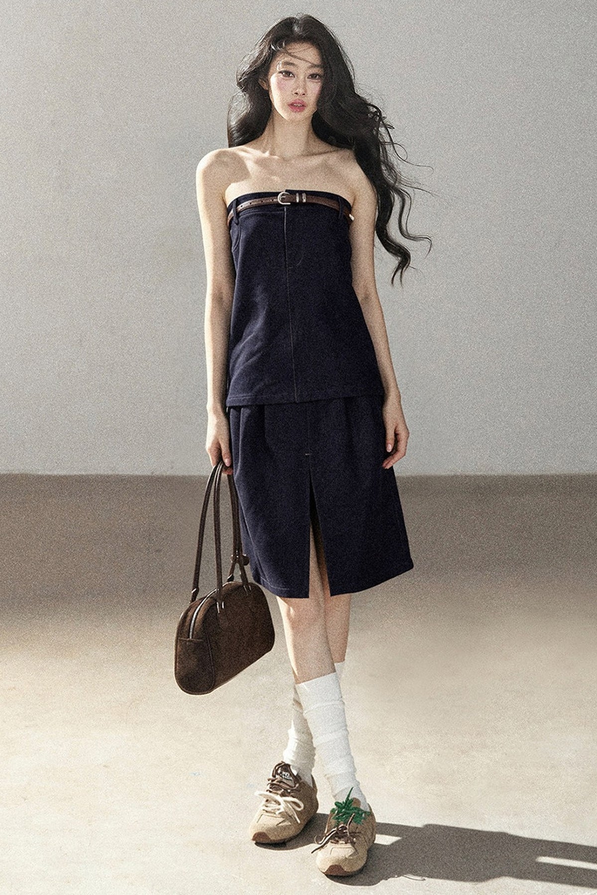 Floating Bluebell Denim Two-Piece Skirt Set-Up