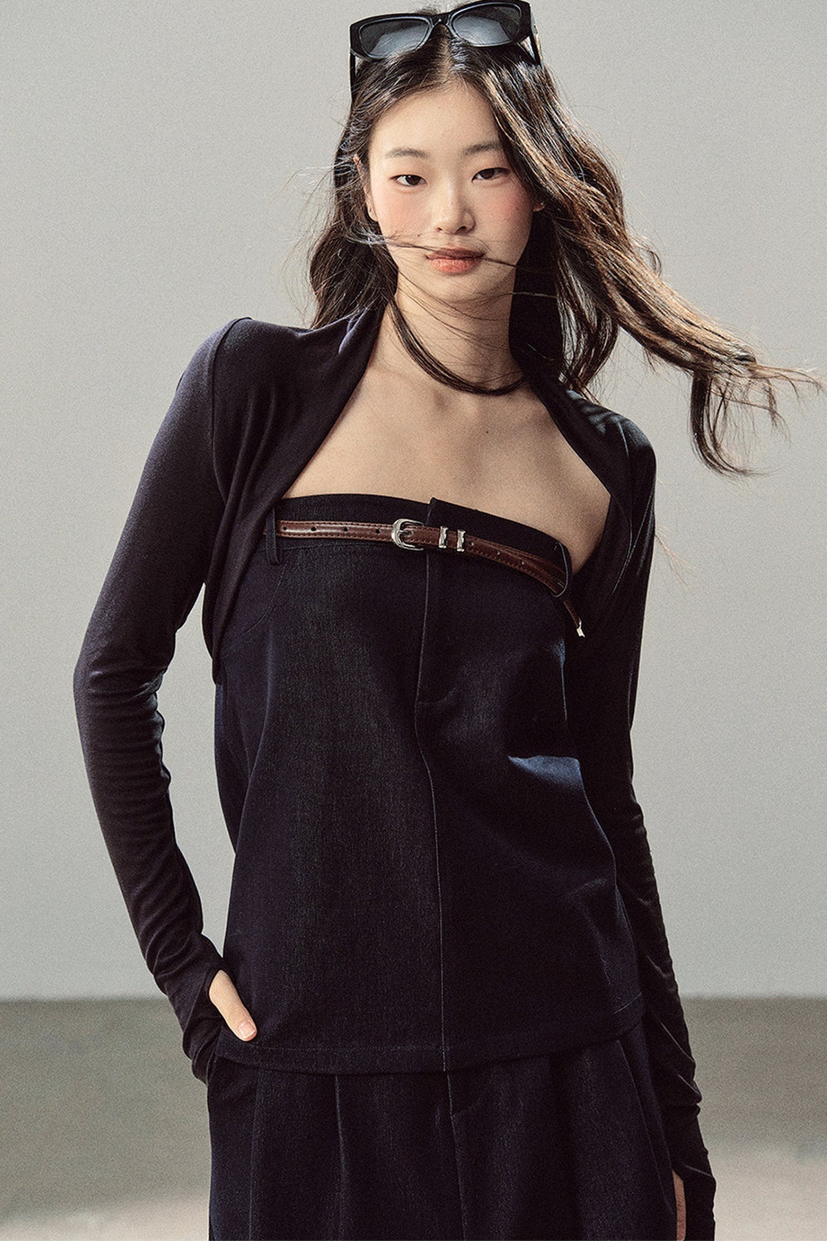 Floating Bluebell Denim Two-Piece Skirt Set-Up