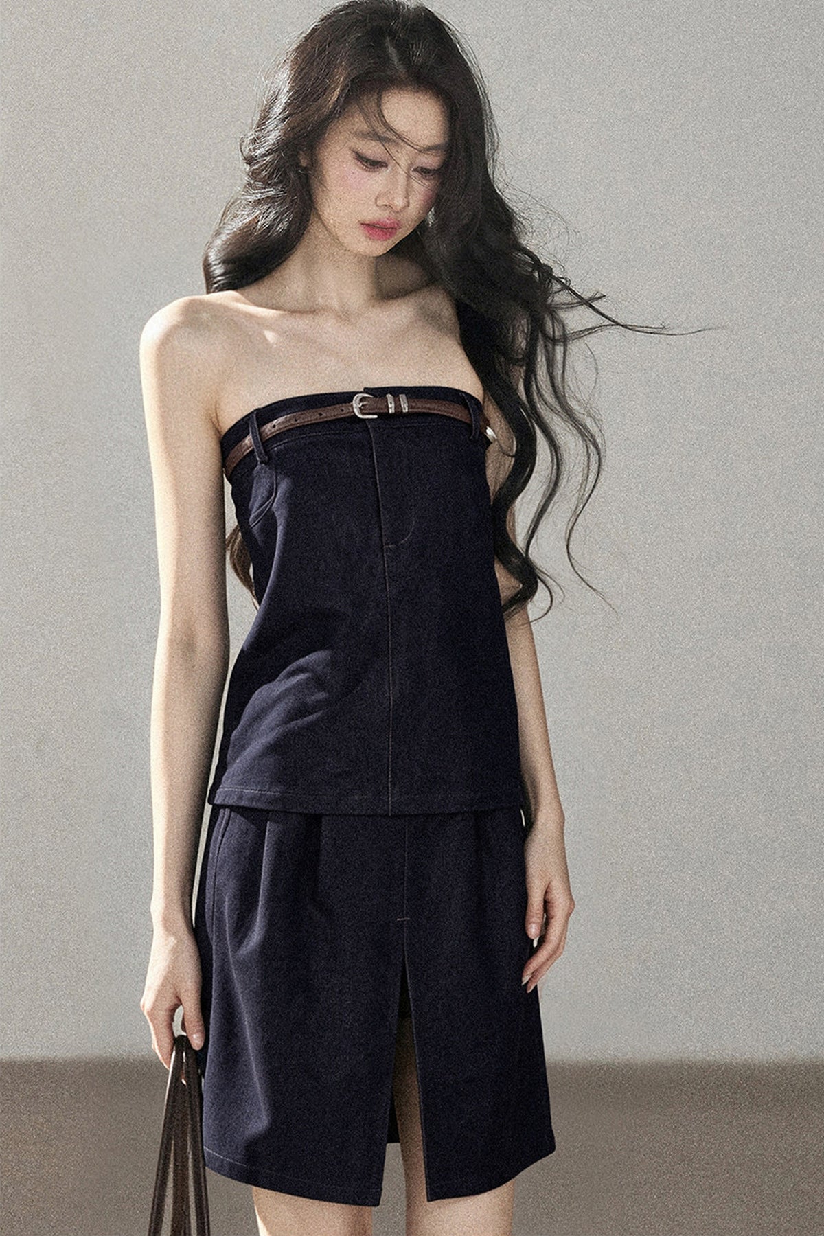 Floating Bluebell Denim Two-Piece Skirt Set-Up