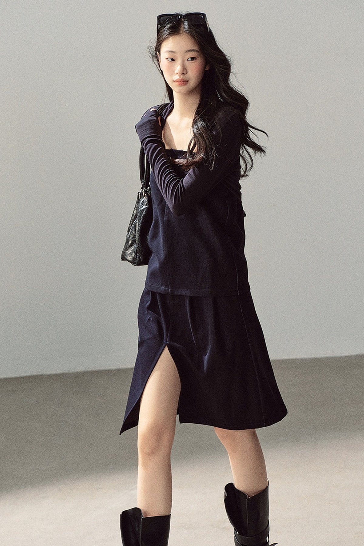 Floating Bluebell Denim Two-Piece Skirt Set-Up