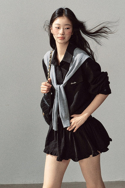 Night Whisper Shirt, Skirt Two-Piece and Jacket Set-Up
