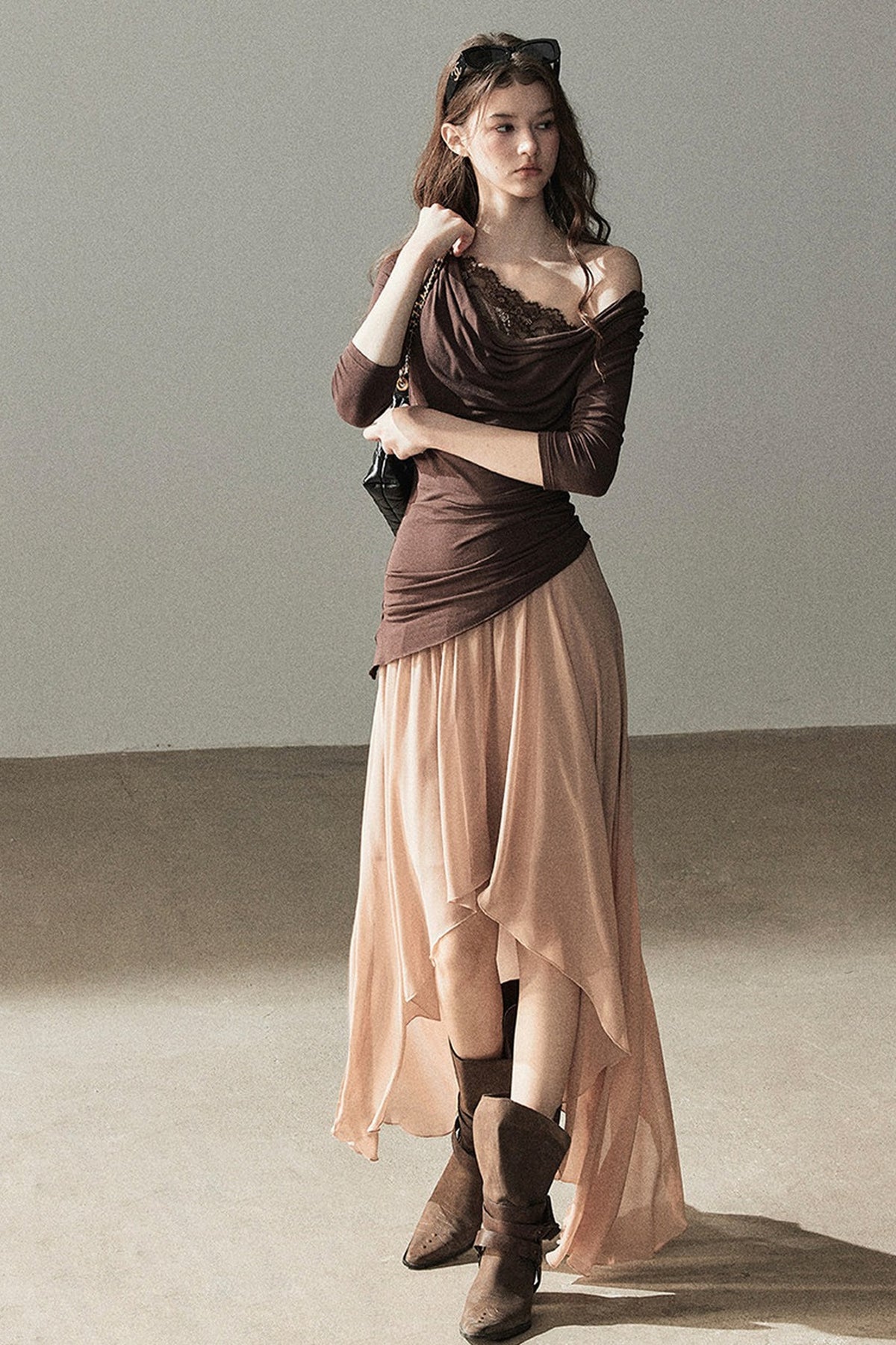 French Style Off-Shoulder Lace Dress and Jacket Set-Up