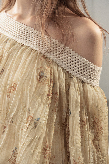 Floral Off-Shoulder Chiffon Cover-Up Blouse