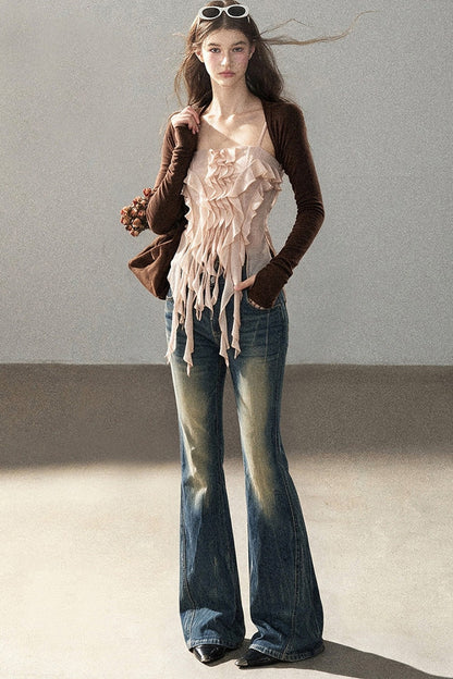 Long-Sleeved Shawl Chiffon Camisole