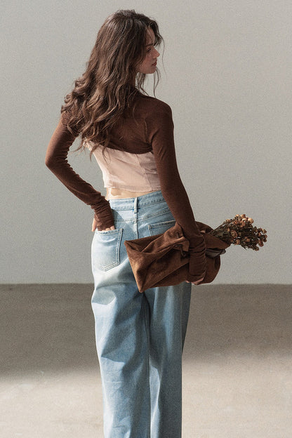 Long-Sleeved Shawl Chiffon Camisole