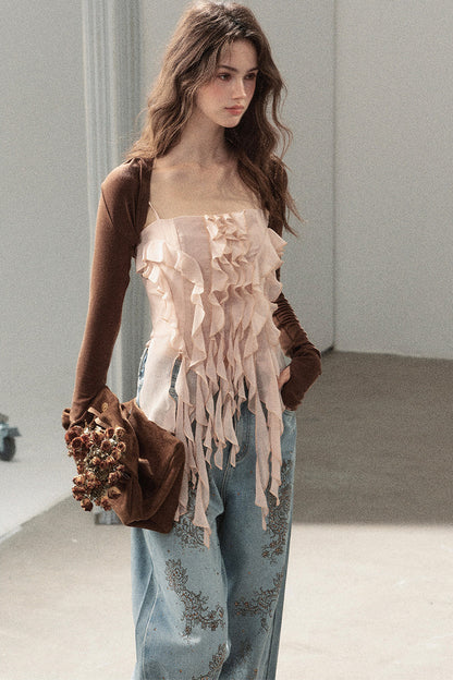 Long-Sleeved Shawl Chiffon Camisole