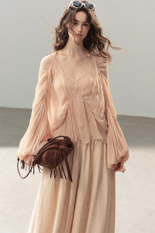Four-Pointed Star Flower Top and Long Pants Set-Up
