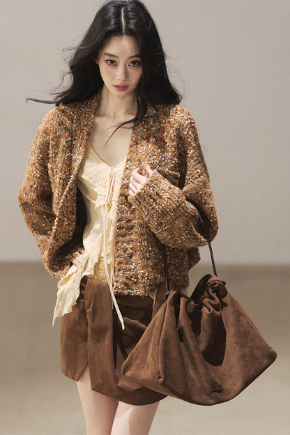 Korean Ruffled Hollow-Out Knit Cardigan