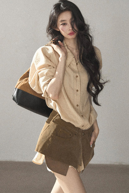 Autumnal Botanical Shirt and Skirt Set