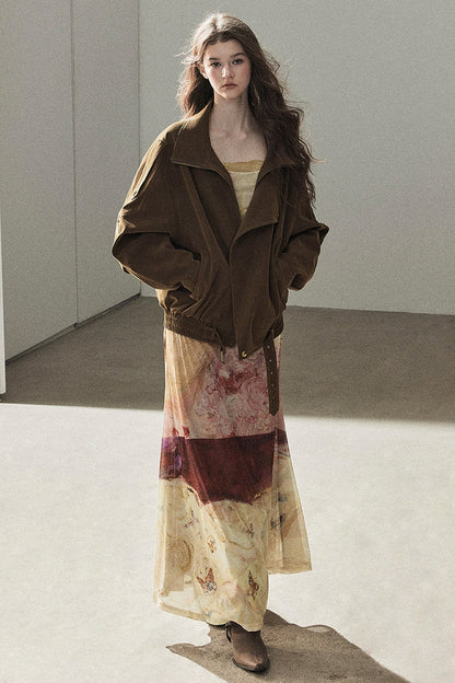 Loose Faux Suede Jacket