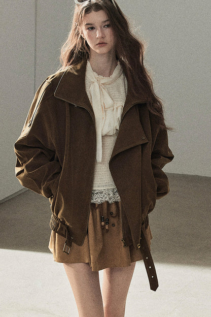 Loose Faux Suede Jacket